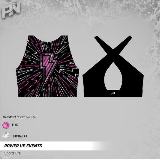 Power Up Lightning Bolt Rhinestone Sports Bra